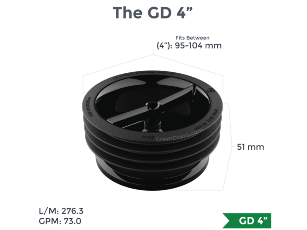Green Drain - GD4 - 4" Waterless Drain Trap Seal