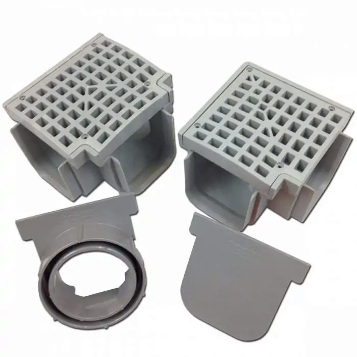 Polylok - Heavy Duty Gray Trench Drain 90 Degree Elbow - PL-90860-90-GRAY