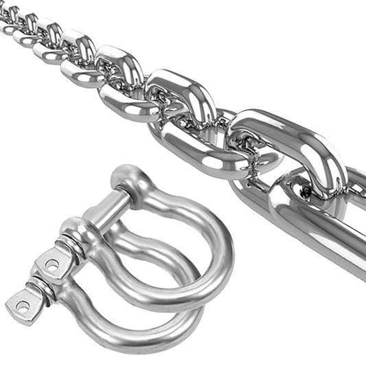 Topp Industries - CHNSS10 - 10' - 3/16" 300 Series Stainless Steel Lifting Chain With (2) Stainless Steel Shackles