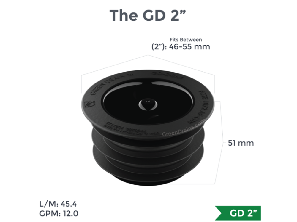 Green Drain - GD2 - 2" Waterless Drain Trap Seal