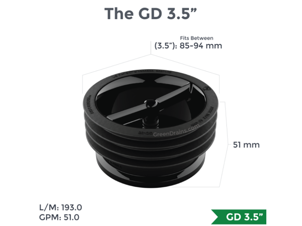 Green Drain - GD35 - 3.5" Waterless Drain Trap Seal