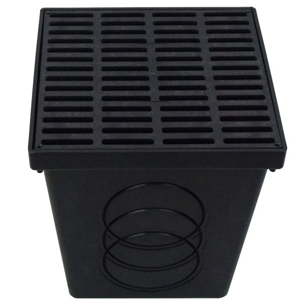 Polylok 12"x12"x13" Square Drainage Box w Black Grate Cover - PDB-12KIT